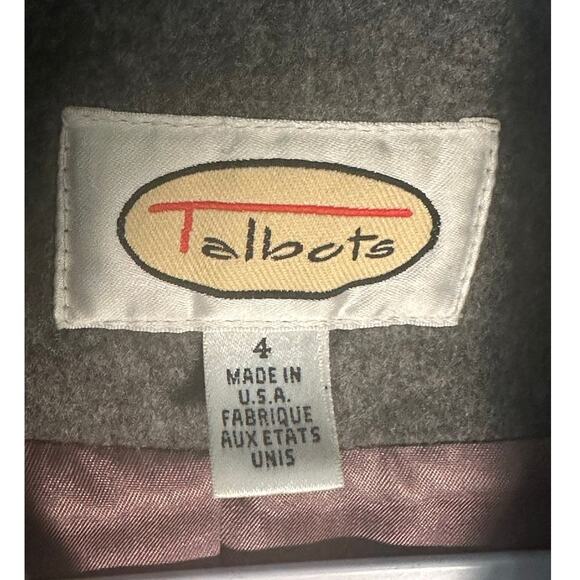 Talbots Sz 4 Classic Gray‎ 100% Wool Pea Coat Double Breasted Lined Neutral USA - Picture 3 of 10